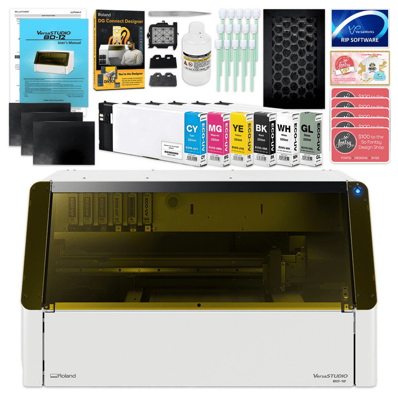 Roland VersaStudio BD-12 Desktop UV Flatbed Printer Bundle - 12.2in x 8.27in - Swing Design1