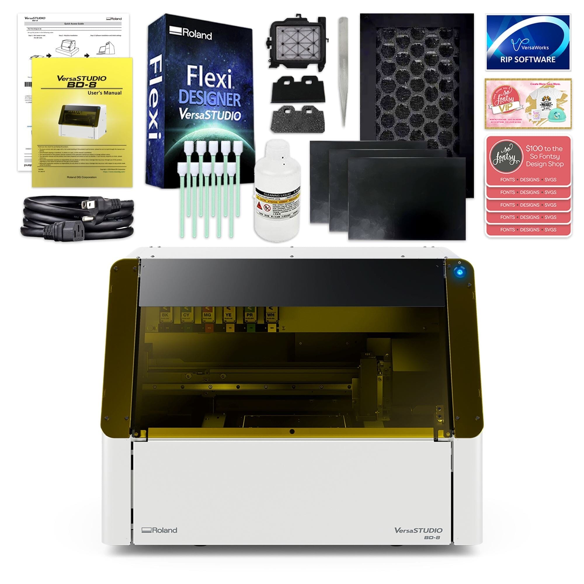 Roland VersaStudio BD-8 Desktop UV Flatbed Printer Bundle - 8" x 6" Eco Printers Roland 