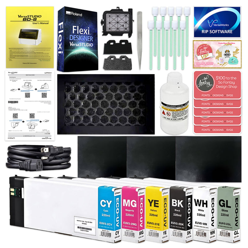 Roland VersaStudio BD-8 Desktop UV Flatbed Printer Bundle - 8" x 6" Eco Printers Roland 