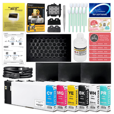 Roland VersaStudio BD-8 Desktop UV Flatbed Printer Bundle - 8" x 6"CMYK + Primer Ink - Swing Design4