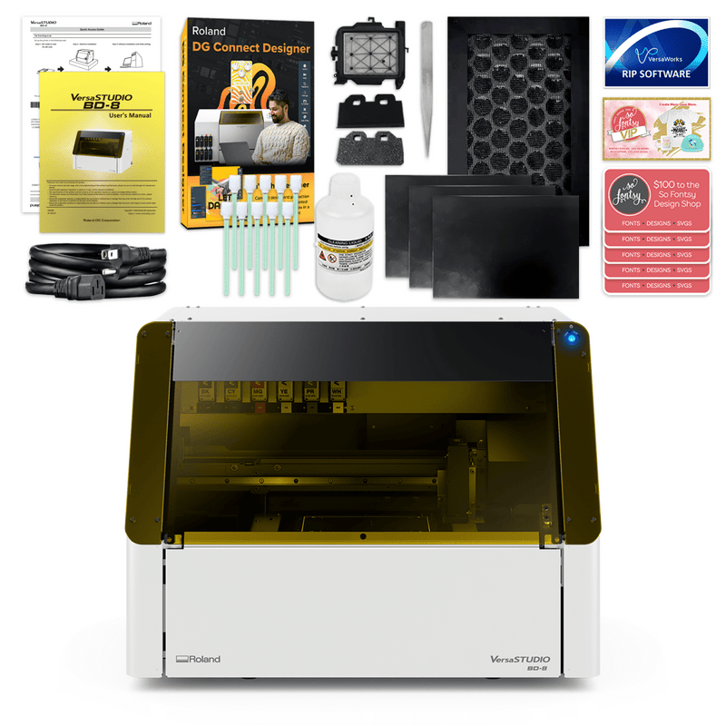Roland VersaStudio BD-8 Desktop UV Flatbed Printer Bundle - 8" x 6"CMYK + Primer Ink - Swing Design5