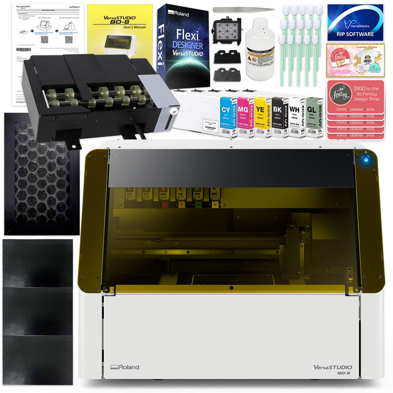 Roland VersaStudio BD-8 UV Flatbed Printer Bundle with Rotary Rack & Tumblers Eco Printers Roland 
