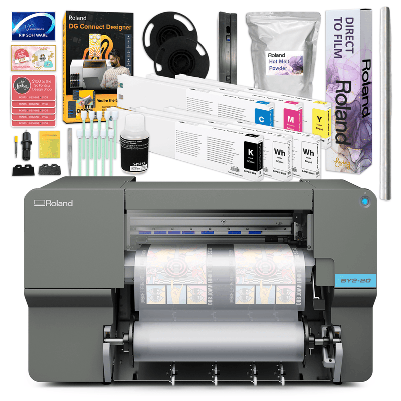 Roland VersaStudio BY2-20 DTF 20" Wide Roll Printer w/ Inks, Film & Powder 500 ml Ink Set Swing Design 3
