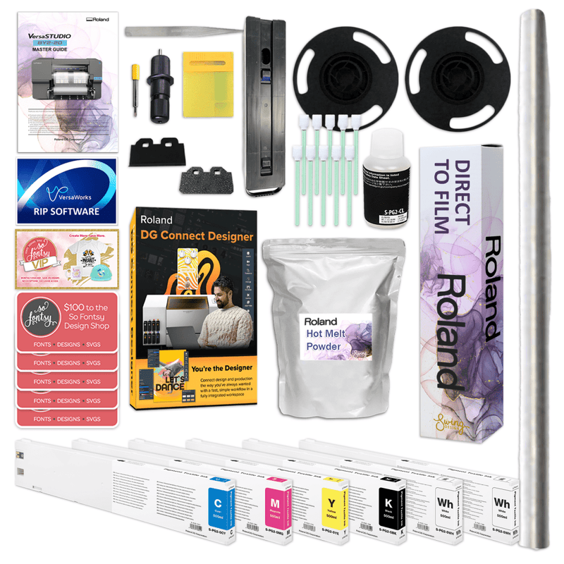 Roland VersaStudio BY2-20 DTF 20" Wide Roll Printer w/ Inks, Film & Powder 500 ml Ink Set Swing Design 4
