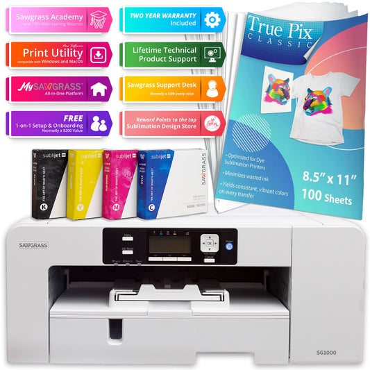 Sawgrass UHD Virtuoso SG1000 Sublimation Printer & Ink Bundle Sublimation Bundle Sawgrass Starter Ink Set - 20ml 