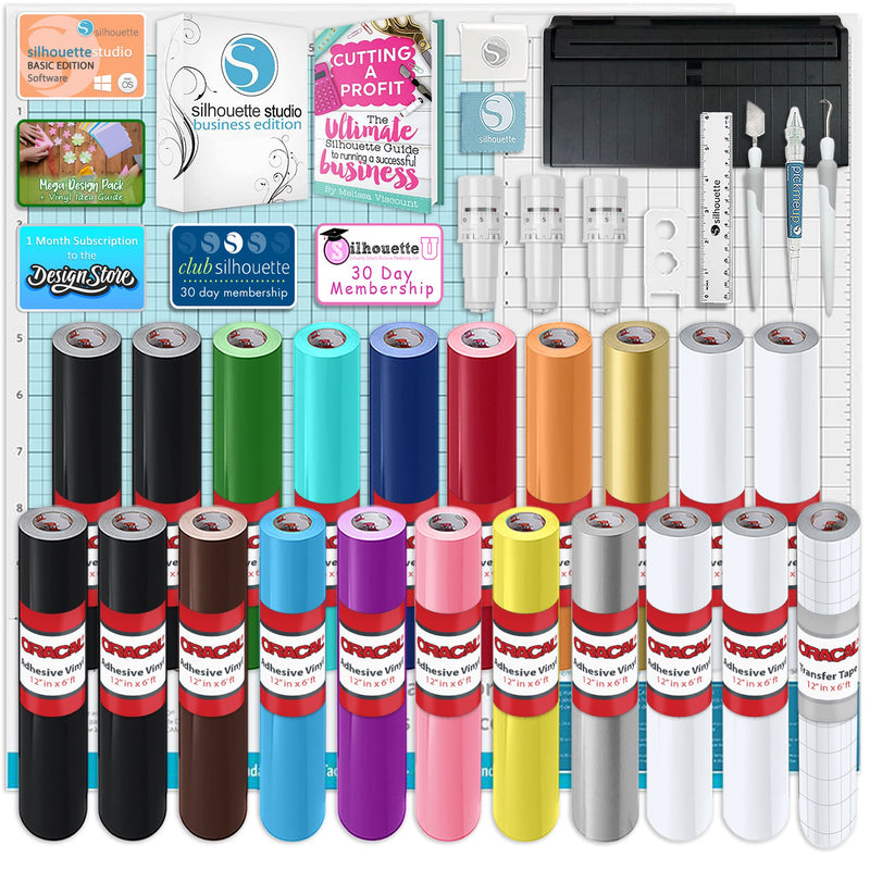 Silhouette Black Cameo 5 Business Bundle w/ Vinyl, Guides, Software, Tools Silhouette Bundle Silhouette 