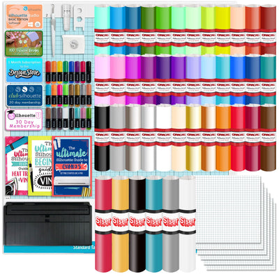 Silhouette Black Cameo 5 w/ 38 Oracal Sheets, Siser HTV, Guides, 24 Pens Silhouette Bundle Silhouette 