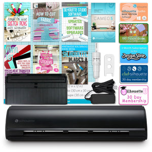 Silhouette Black Cameo 5 w/ 38 Oracal Sheets, Siser HTV, Guides, 24 Pens Silhouette Bundle Silhouette 