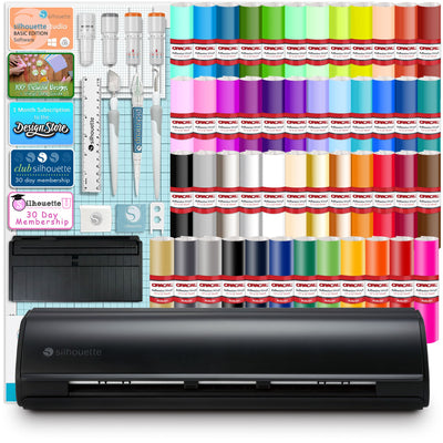 Silhouette Black Cameo 5 w/ 64 Oracal Vinyl Sheets, Blades, Tools, Guides Silhouette Bundle Silhouette 