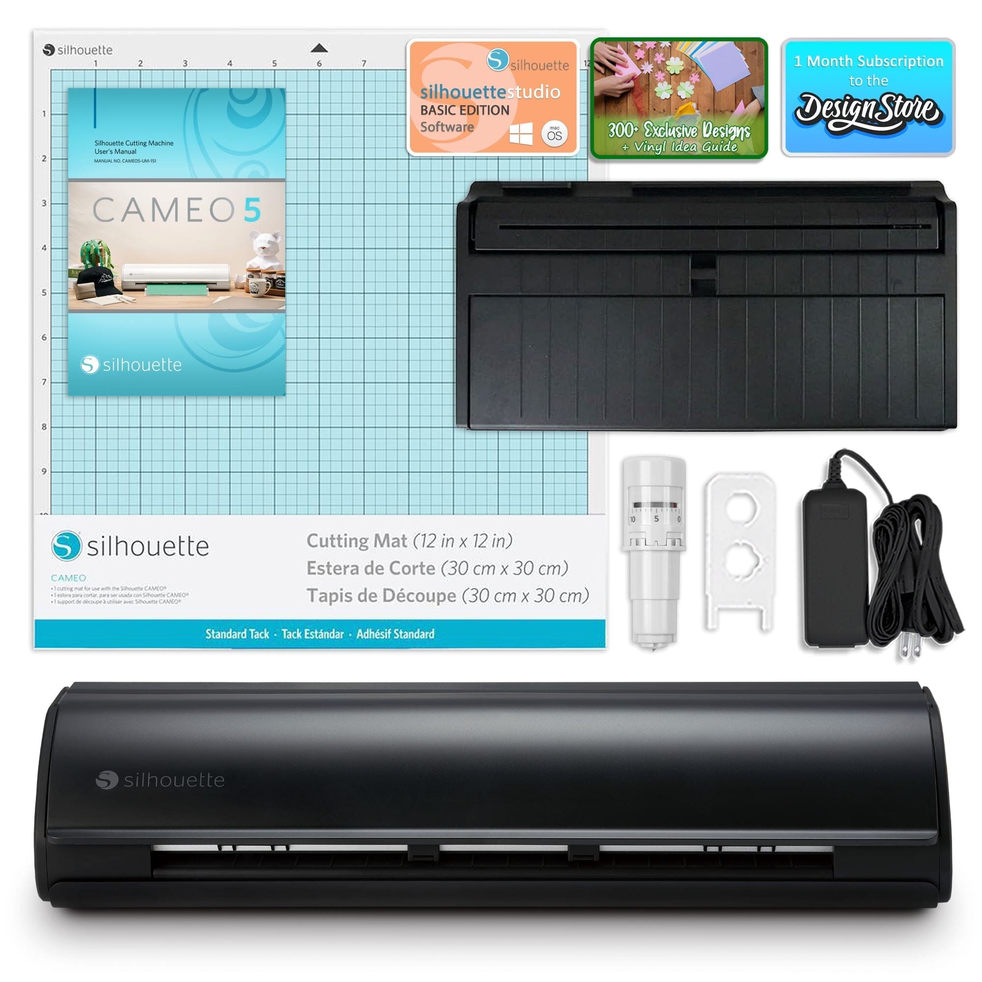  Silhouette Cameo 4 with Bluetooth, 12x12 Cutting mat,  AutoBlade 2, 100 Designs and Silhouette Studio Software - Black Edition :  Arts, Crafts & Sewing
