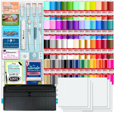 Silhouette Black Cameo 5 w/ 64 Oracal Vinyl Sheets, Blades, Tools, Guides Silhouette Bundle Silhouette 