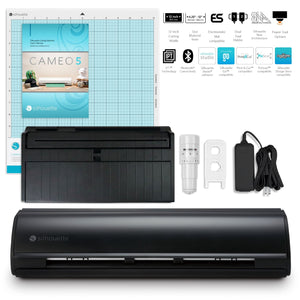 Silhouette Black Cameo 5 w/ Deluxe Blade & Tool Pack, Mat Pack, Guides, Designs Silhouette Bundle Silhouette 