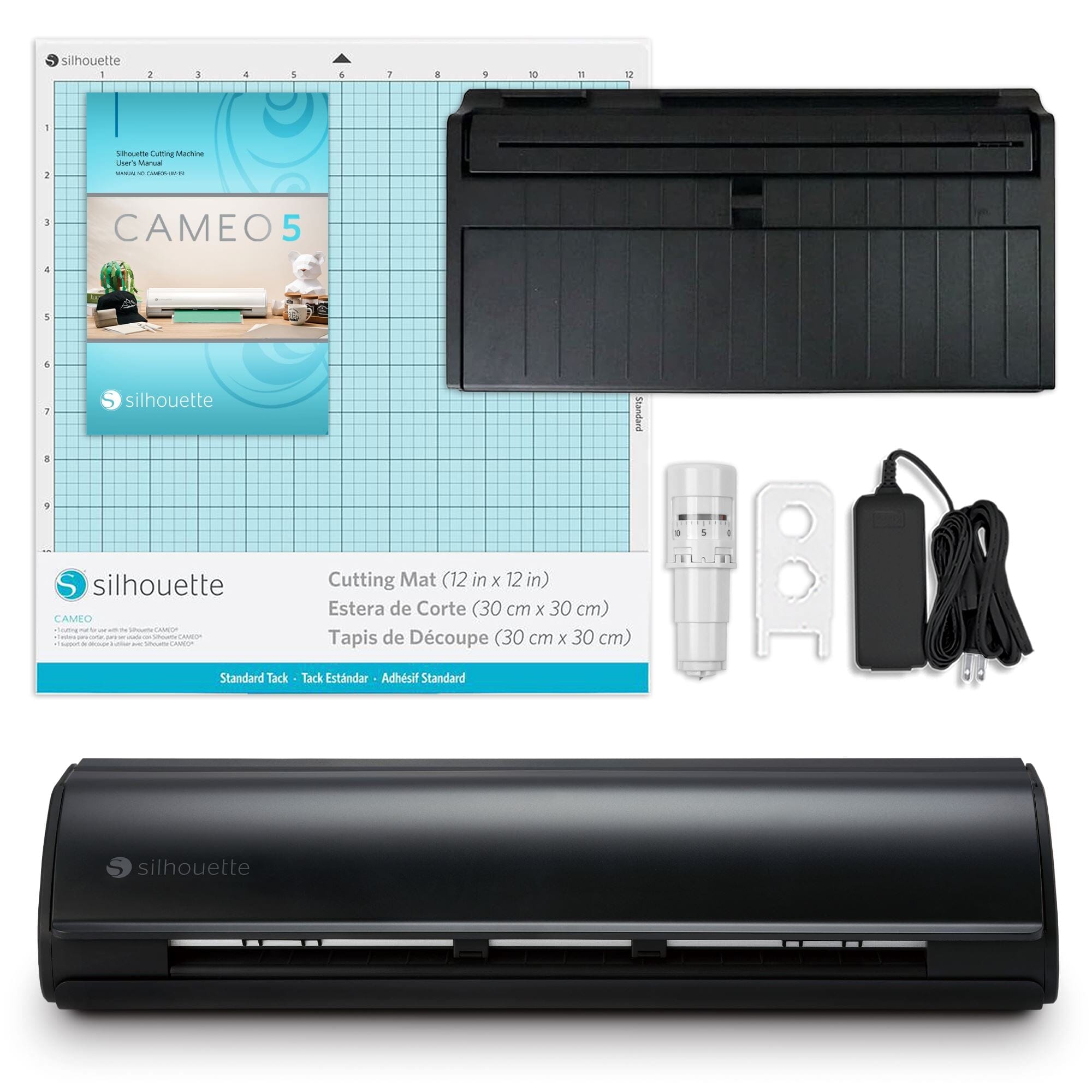 Silhouette Black Cameo 5 w/ Deluxe Blade & Tool Pack, Mat Pack, Guides, Designs