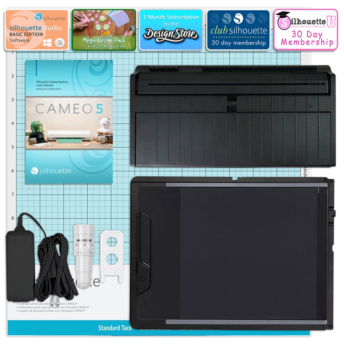 Silhouette Black Cameo 5 with Electrostatic Grip Mat Attachment Silhouette Bundle Silhouette 