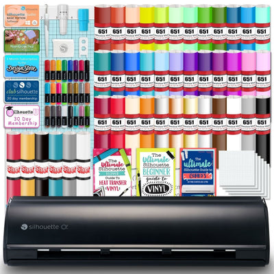 Silhouette Black Cameo 5α Alpha w/ 38 Oracal Sheets, Siser HTV, Guides, 24 Pens - Swing Design1
