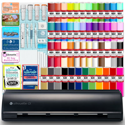 Silhouette Black Cameo 5α Alpha w/ 64 Oracal Vinyl Sheets, Blades, Tools, Guides Silhouette Bundle Silhouette 