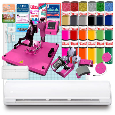 Silhouette Cameo 5 PLUS w/ 8-in-1 Pink Heat Press &amp; Siser HTV Silhouette Bundle Silhouette 
