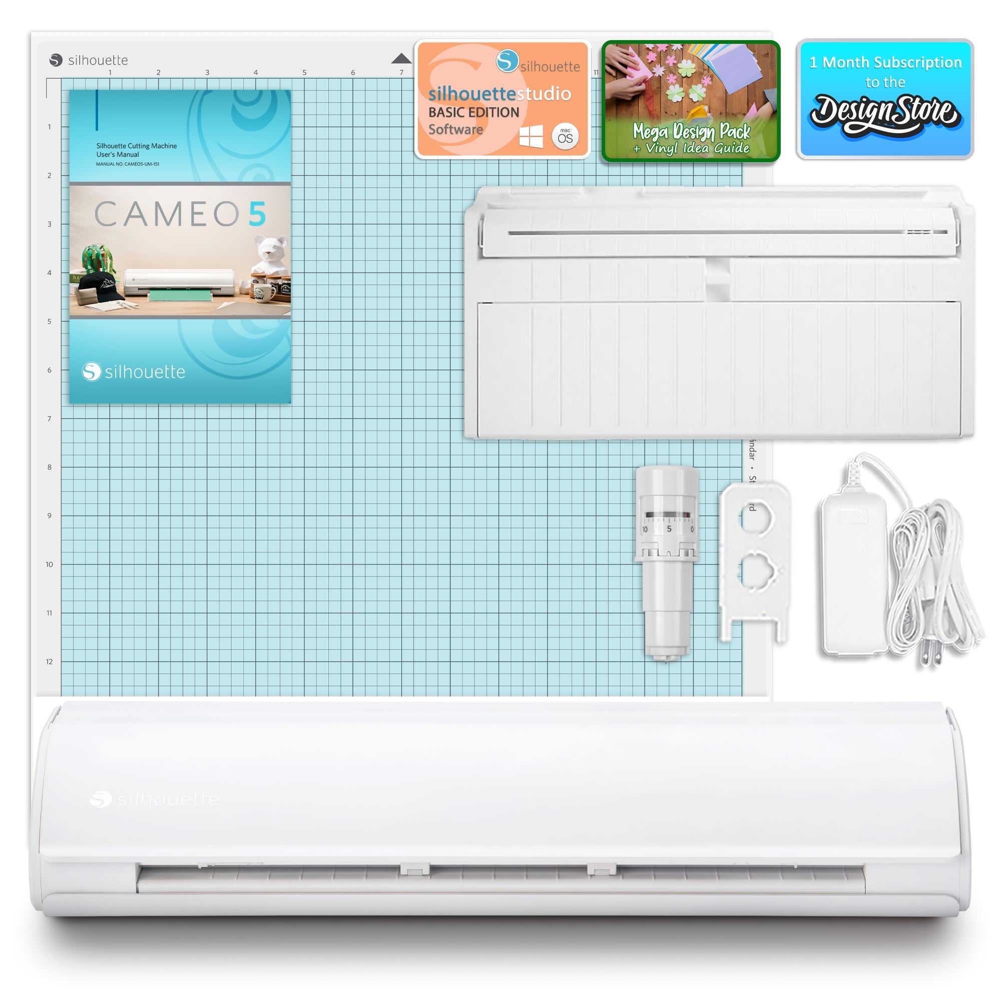 Silhouette Cameo 5 PLUS w/ Advanced Blade Pack, 38 Oracal Sheets, Siser HTV Silhouette Bundle Silhouette 