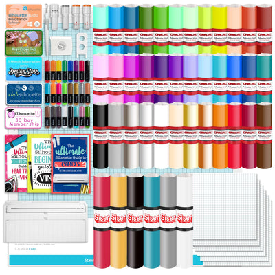 Silhouette Cameo 5 PLUS w/ Advanced Blade Pack, 38 Oracal Sheets, Siser HTV Silhouette Bundle Silhouette 