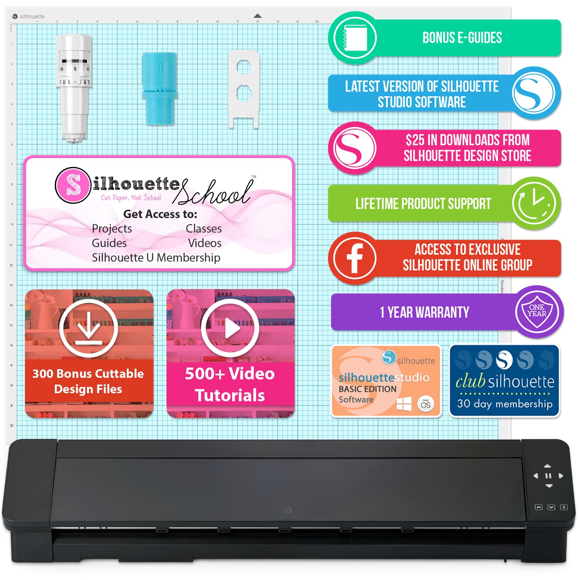 Silhouette Cameo 5 PRO MK-II with 8-in-1 Navy Heat Press & Siser HTV Silhouette Bundle Silhouette 