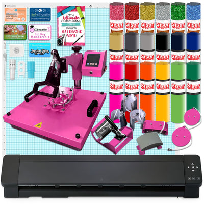 Silhouette Cameo 5 PRO MK-II with 8-in-1 Pink Heat Press &amp; Siser HTV Silhouette Bundle Silhouette 