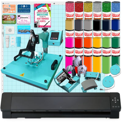 Silhouette Cameo 5 PRO MK-II with 8-in-1 Turquoise Heat Press &amp; Siser HTV Silhouette Bundle Silhouette 
