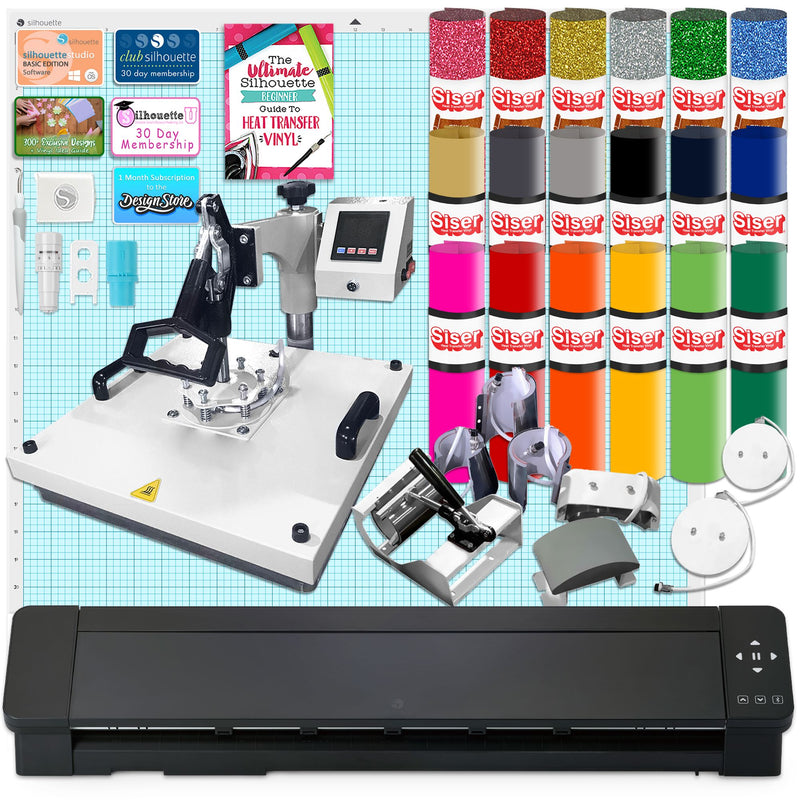 Silhouette Cameo 5 PRO MK-II with 8-in-1 White Heat Press & Siser HTV Silhouette Bundle Silhouette 