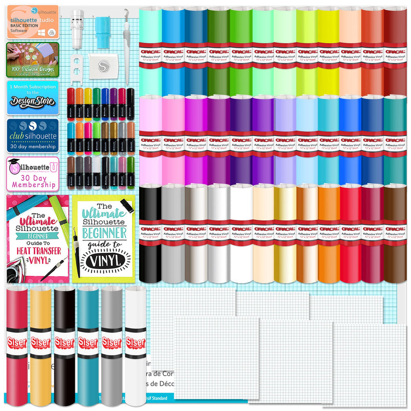 Silhouette Cameo PRO MK-II w/ 38 Oracal Sheets, Siser HTV, Guides, 24 Pens Silhouette Bundle Silhouette 