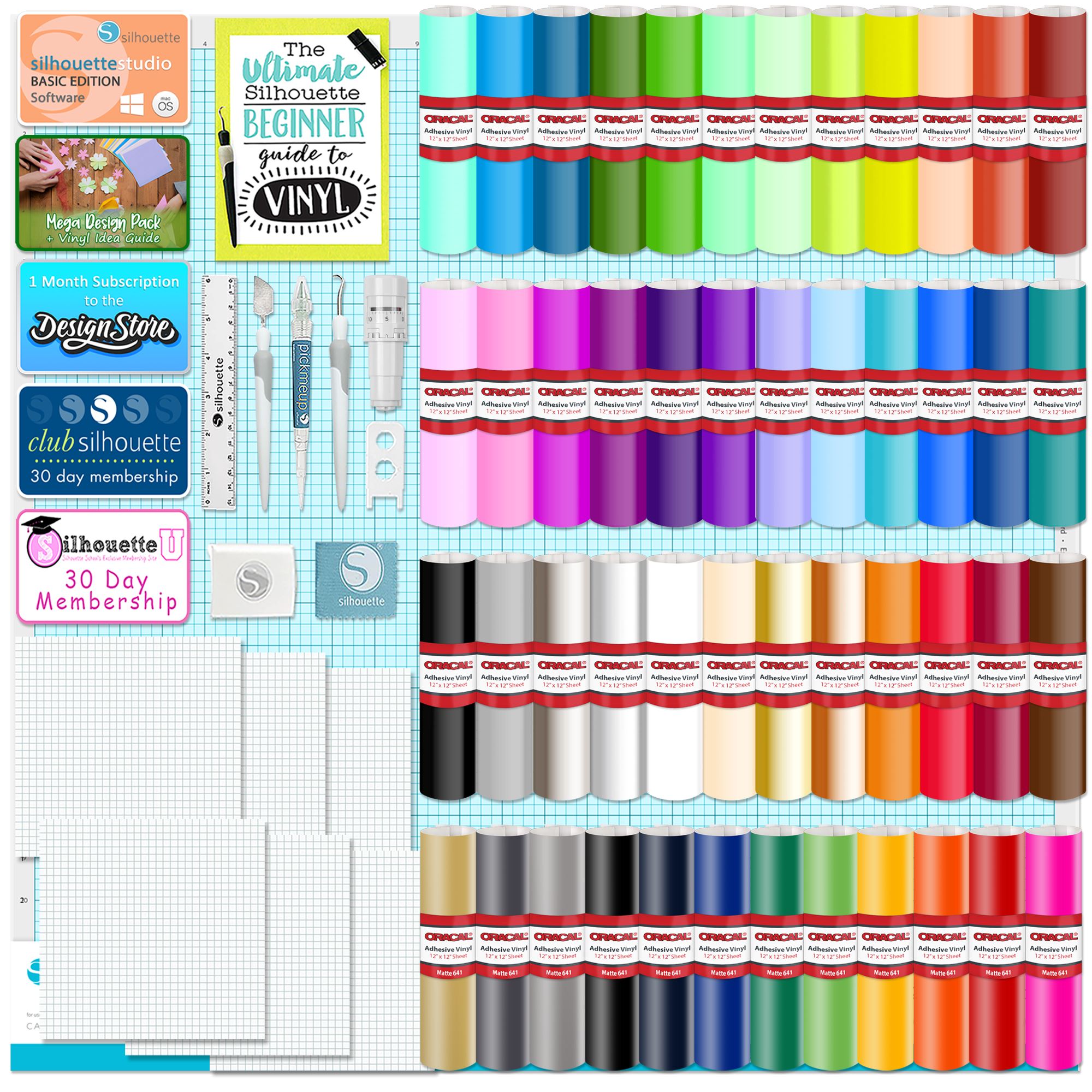 Silhouette Cameo PRO MK-II w/ 64 Oracal Vinyl Sheets, Tools, Guides Silhouette Bundle Silhouette 