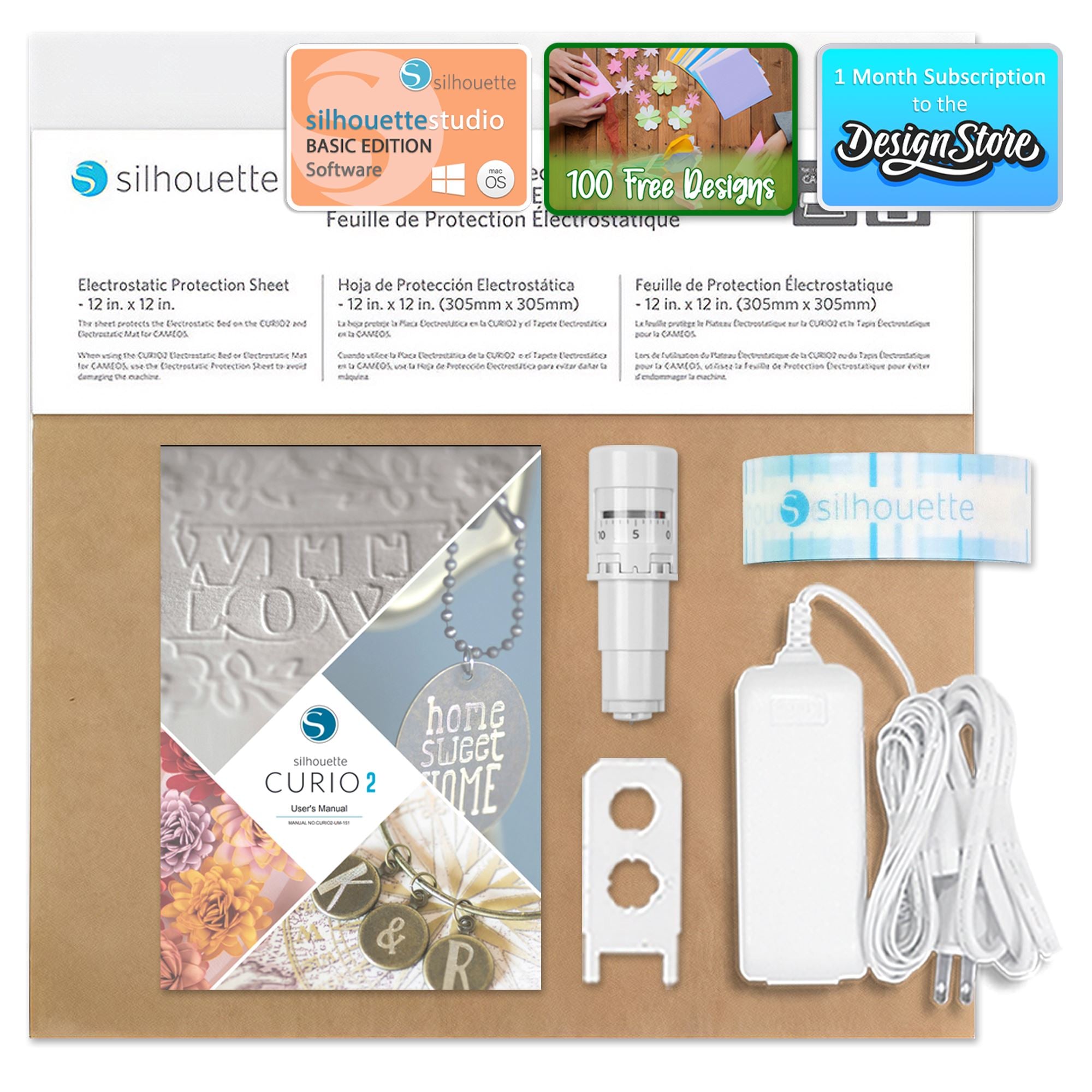 Silhouette Curio 2 Flatbed Cutter Base Bundle Silhouette Bundle Silhouette 