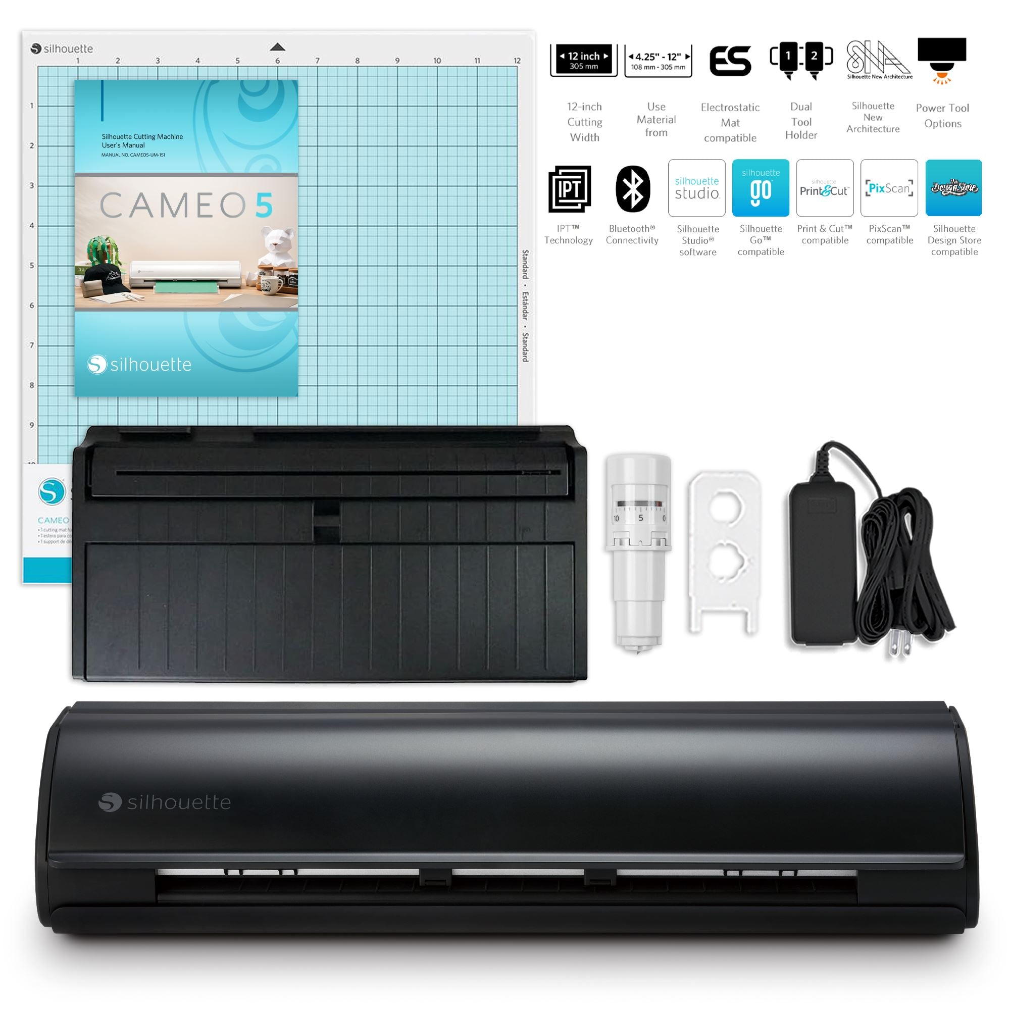 Silhouette Matte Black Cameo 5 - 12 Vinyl Cutter with Roll Feeder