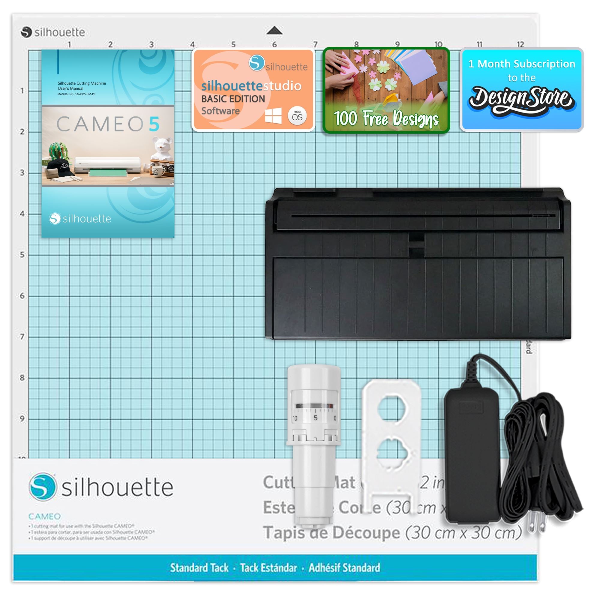 Silhouette Cameo 5 12 inch Vinyl Cutting Machine with Studio Software,  Electric Tool and ES Mat Compatible, SNA and IPT, 50 db, Matte Black  Edition 