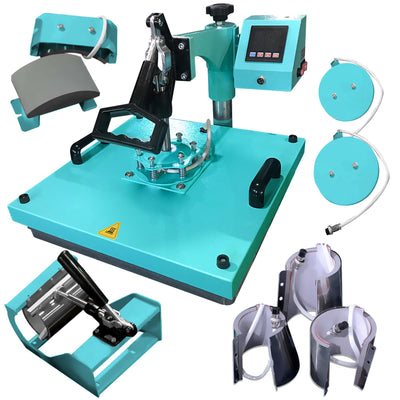 Silhouette Matte Black Cameo 5 w/ 8-in-1 Turquoise Heat Press & Siser HTV Silhouette Bundle Silhouette 