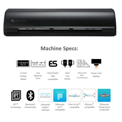 Silhouette Matte Black Cameo 5 w/ 8-in-1 Turquoise Heat Press & Siser HTV Silhouette Bundle Silhouette 