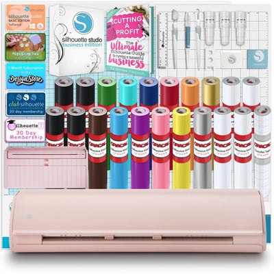Silhouette Pink Cameo 5 Business Bundle w/ Vinyl, Guides, Software, Tools Silhouette Bundle Silhouette 