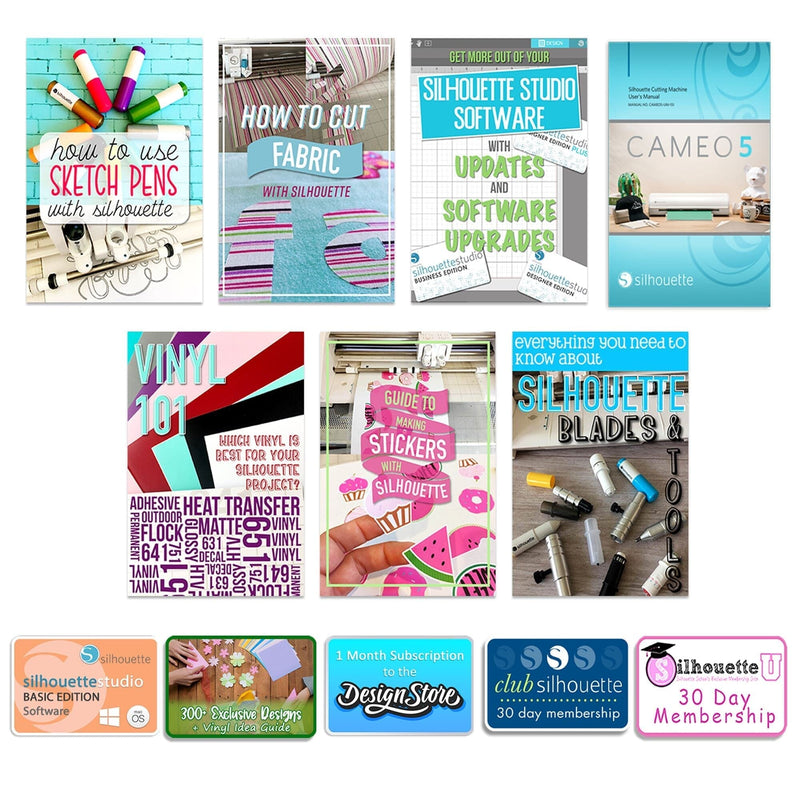 Silhouette Pink Cameo 5 w/ 15" x 15" Turquoise Heat Press & Siser HTV Silhouette Bundle Silhouette 