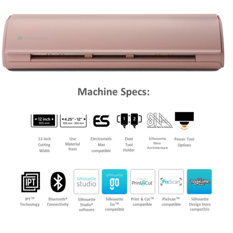 Silhouette Pink Cameo 5 w/ 15" x 15" Turquoise Heat Press & Siser HTV Silhouette Bundle Silhouette 