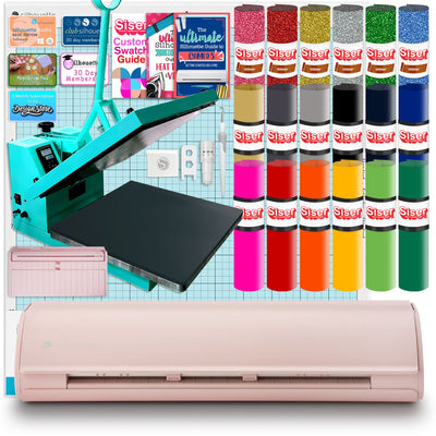 Silhouette Pink Cameo 5 w/ 15&quot; x 15&quot; Turquoise Heat Press &amp; Siser HTV Silhouette Bundle Silhouette 