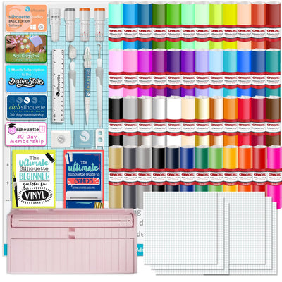 Silhouette Pink Cameo 5 w/ 64 Oracal Vinyl Sheets, Blades, Tools, Guides Silhouette Bundle Silhouette 