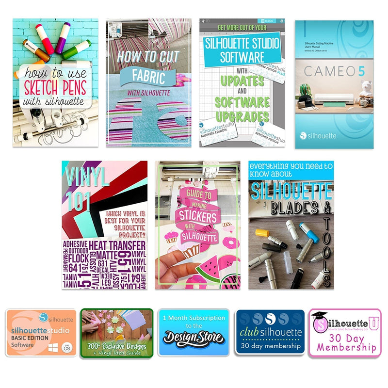 Silhouette Pink Cameo 5 w/ 8-in-1 Turquoise Heat Press & Siser HTV Silhouette Bundle Silhouette 
