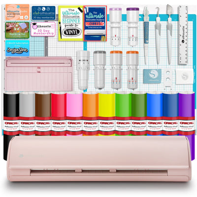 Silhouette Pink Cameo 5 w/ Deluxe Blade &amp; Tool Pack, Mat Pack, Guides, Designs Silhouette Bundle Silhouette 