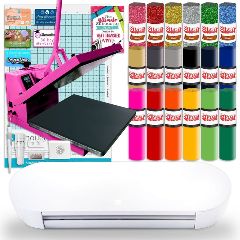 Silhouette Portrait 4 w/ 15" x 15" Prink Heat Press & Siser HTV - Swing Design1