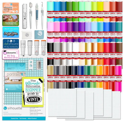 Silhouette Portrait 4 w/ 64 Oracal Vinyl Sheets, Advanced Blades, Tools, Guides Silhouette Bundle Silhouette 