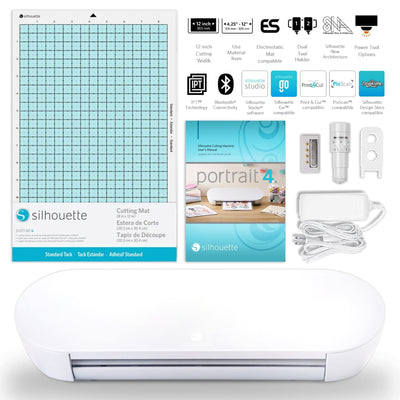 Silhouette Portrait 4 w/ Advanced Blade Pack, 38 Oracal Sheets, Siser HTV Silhouette Bundle Silhouette 