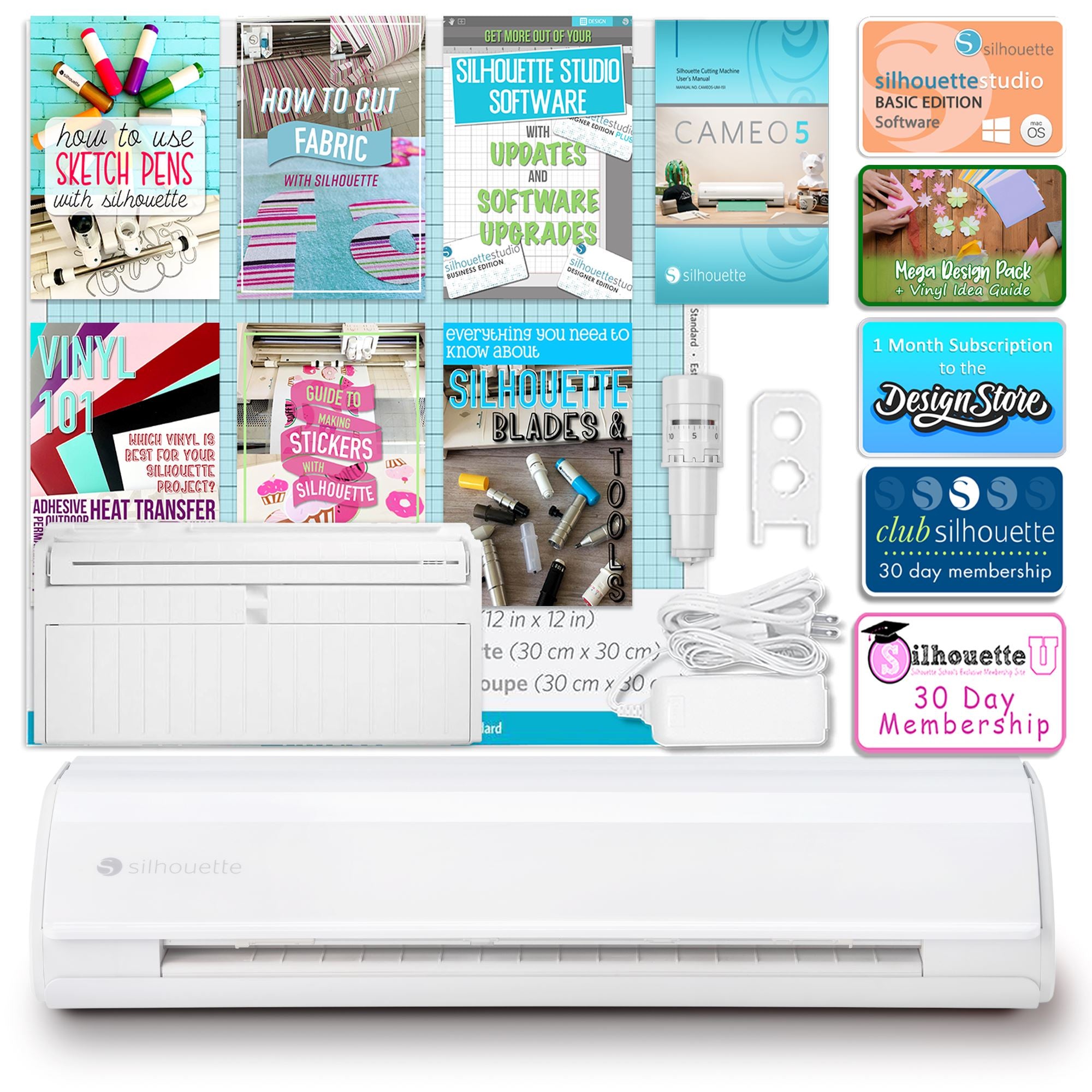 Silhouette White Cameo 4 with Advanced Blade Pack, 38 Oracal Sheets, Siser  HTV
