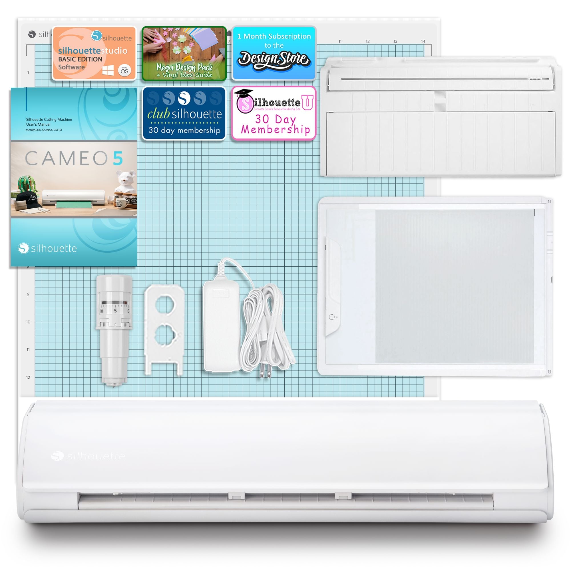 Silhouette White Cameo 5 with Electrostatic Grip Mat Attachment Silhouette Bundle Silhouette 