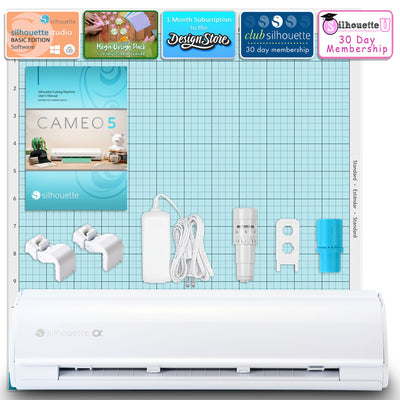 Silhouette White Cameo 5α Alpha w/ 15" x 15" Turquoise Heat Press & Siser HTV Silhouette Bundle Silhouette 