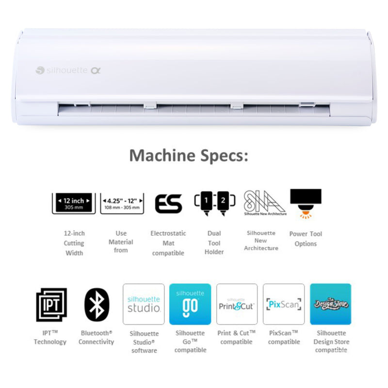 Silhouette White Cameo 5α Alpha w/ 38 Oracal Sheets, Siser HTV, Guides, 24 Pens Silhouette Bundle Silhouette 