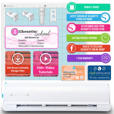Silhouette White Cameo 5α Alpha w/ 8-in-1 Navy Heat Press & Siser HTV Silhouette Bundle Silhouette 
