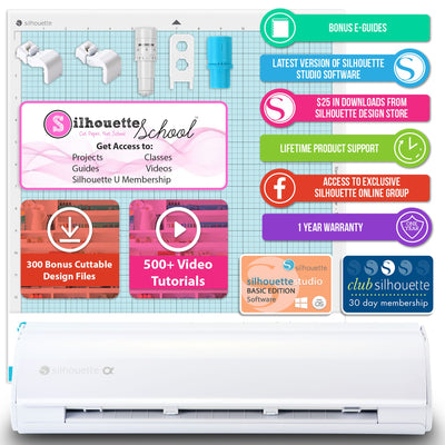 Silhouette White Cameo 5α Alpha w/ Deluxe Blade & Tool Pack, Mat Pack, Guides Silhouette Bundle Silhouette 